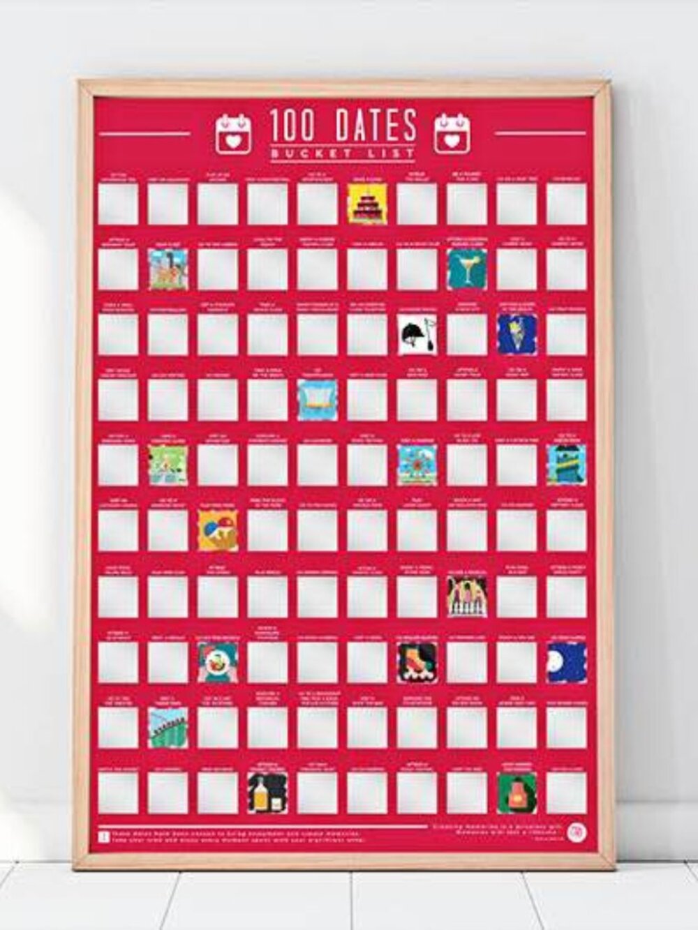 BNIB GiftRepublic 100 Dates Scratch Off Bucket List Poster